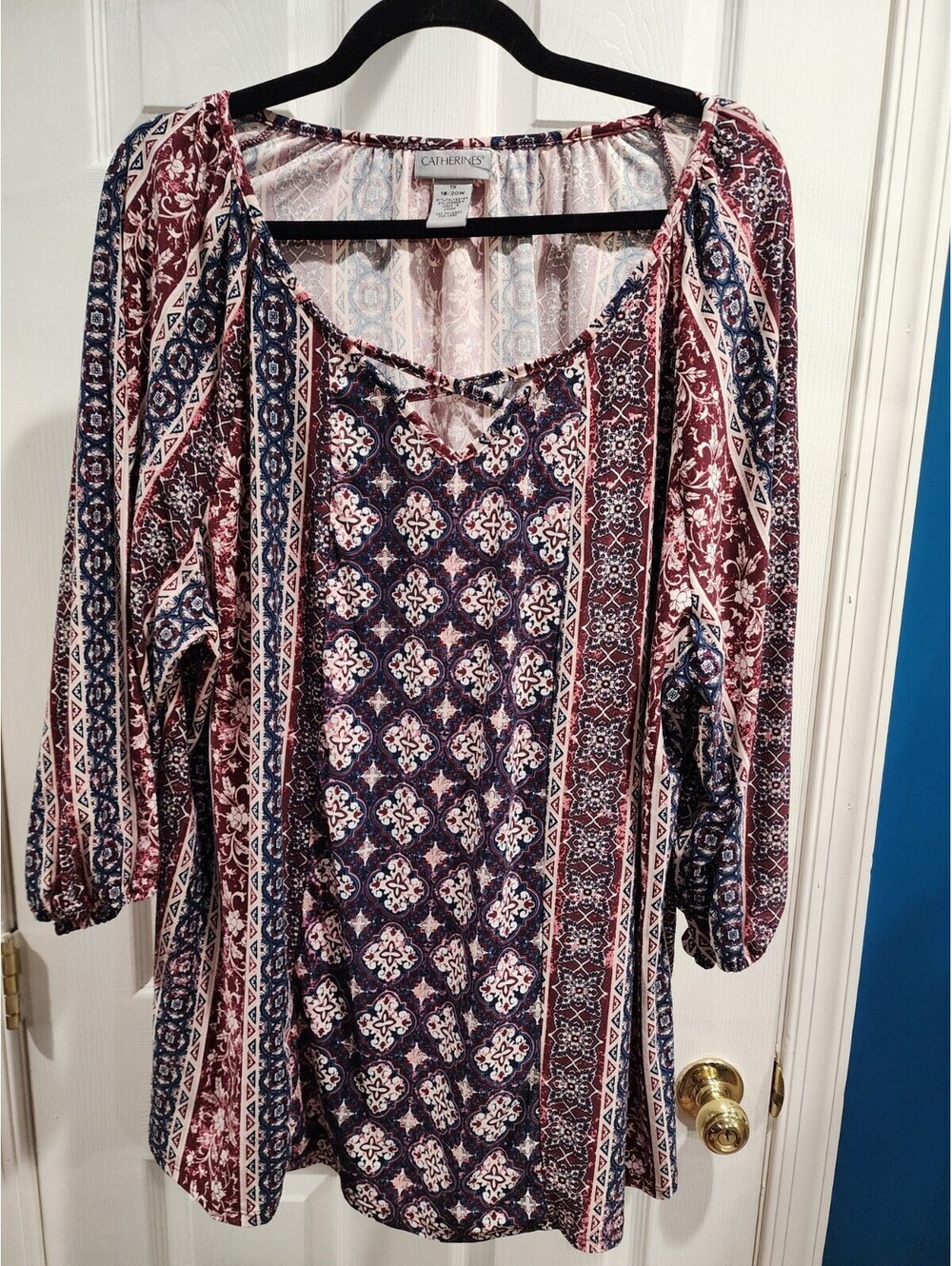Catherines Top Women's 1X Printed Multicolored Super Soft Fabric